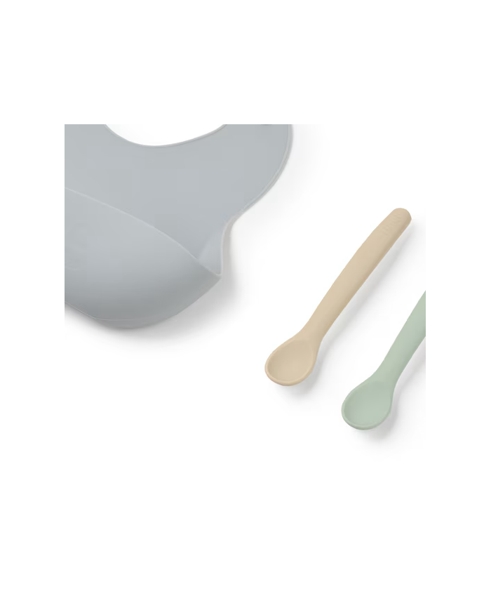 Set de babero y 2 cucharas Food Kit azul