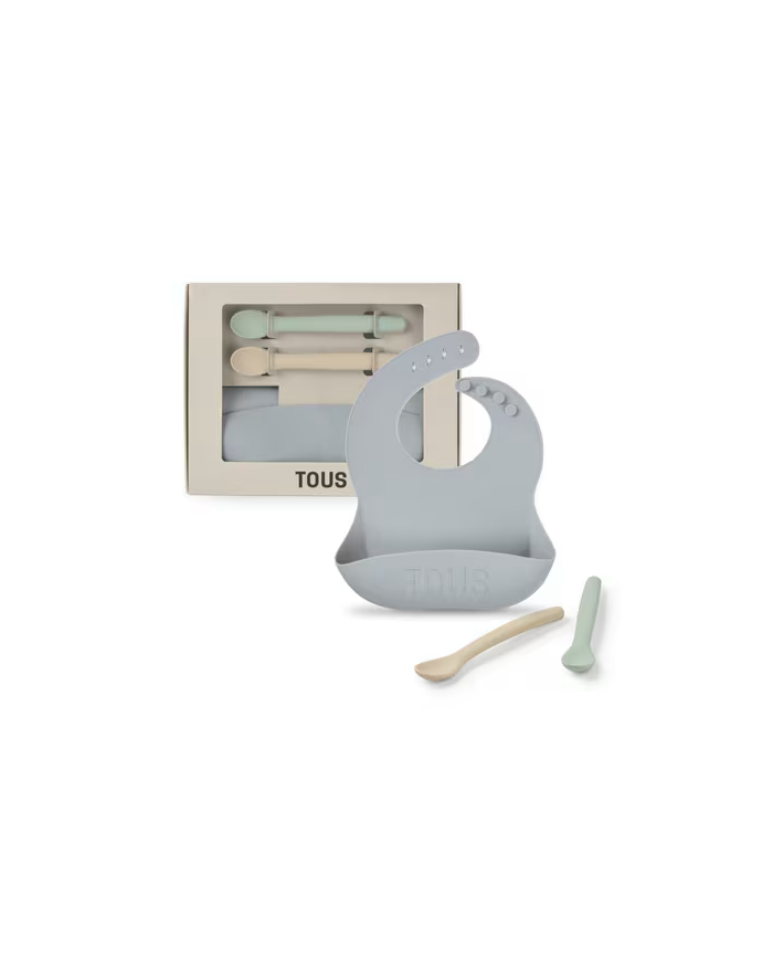 Set de babero y 2 cucharas Food Kit azul