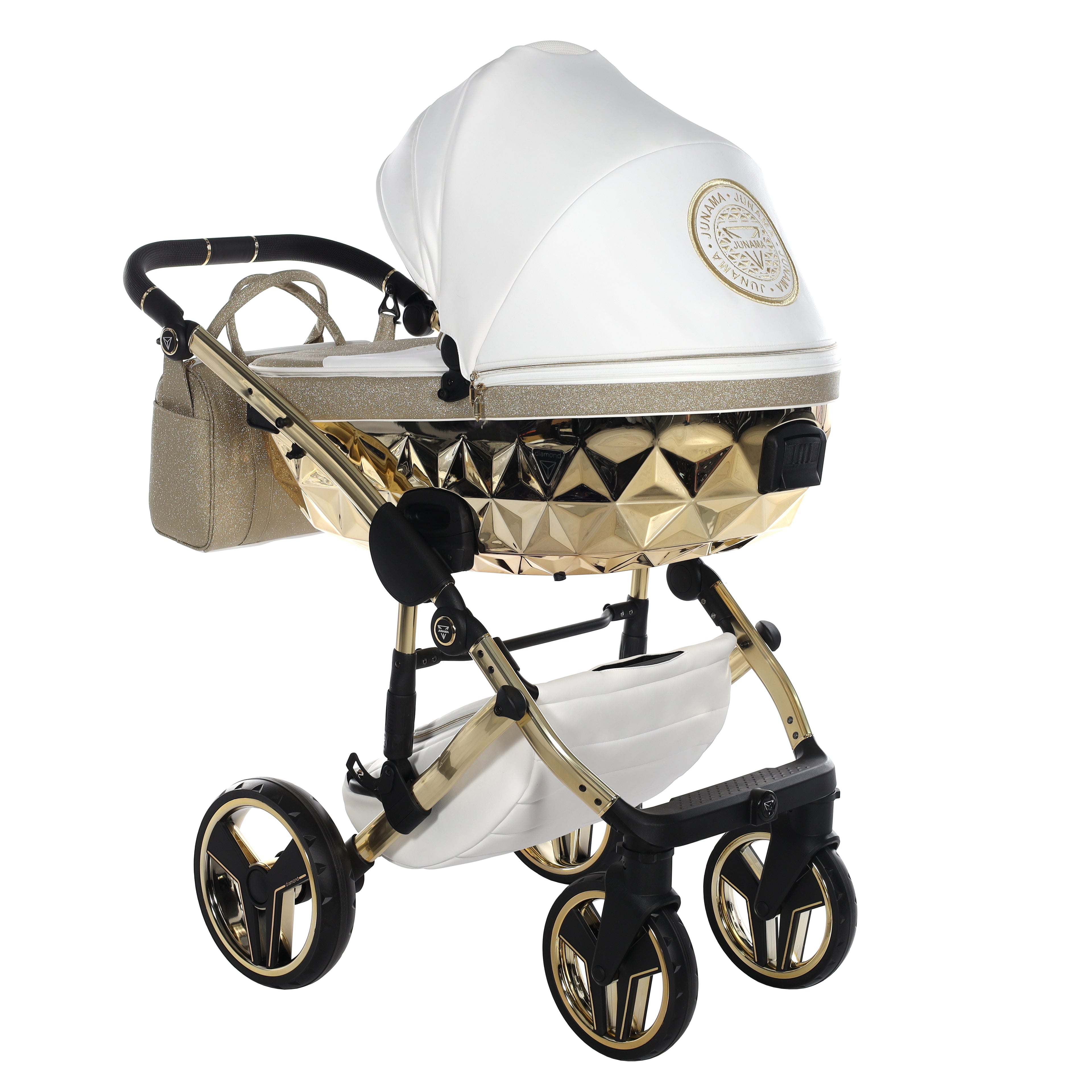 Carro de bebé Junama Hand Craft Glitter Dorado y Blanco