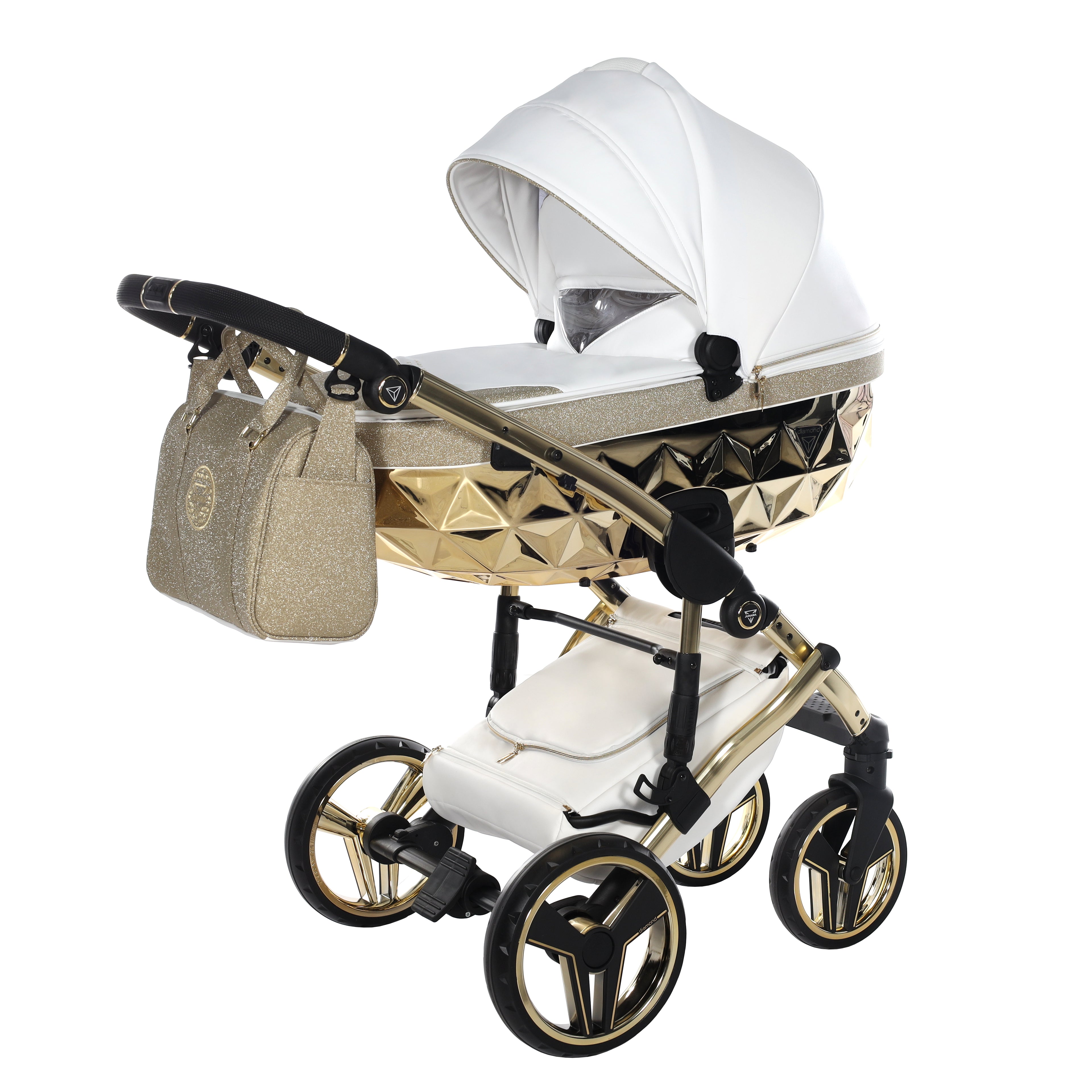 Carro de bebé Junama Hand Craft Glitter Dorado y Blanco