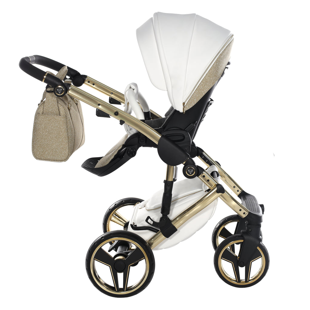 Carro de bebé Junama Hand Craft Glitter Dorado y Blanco