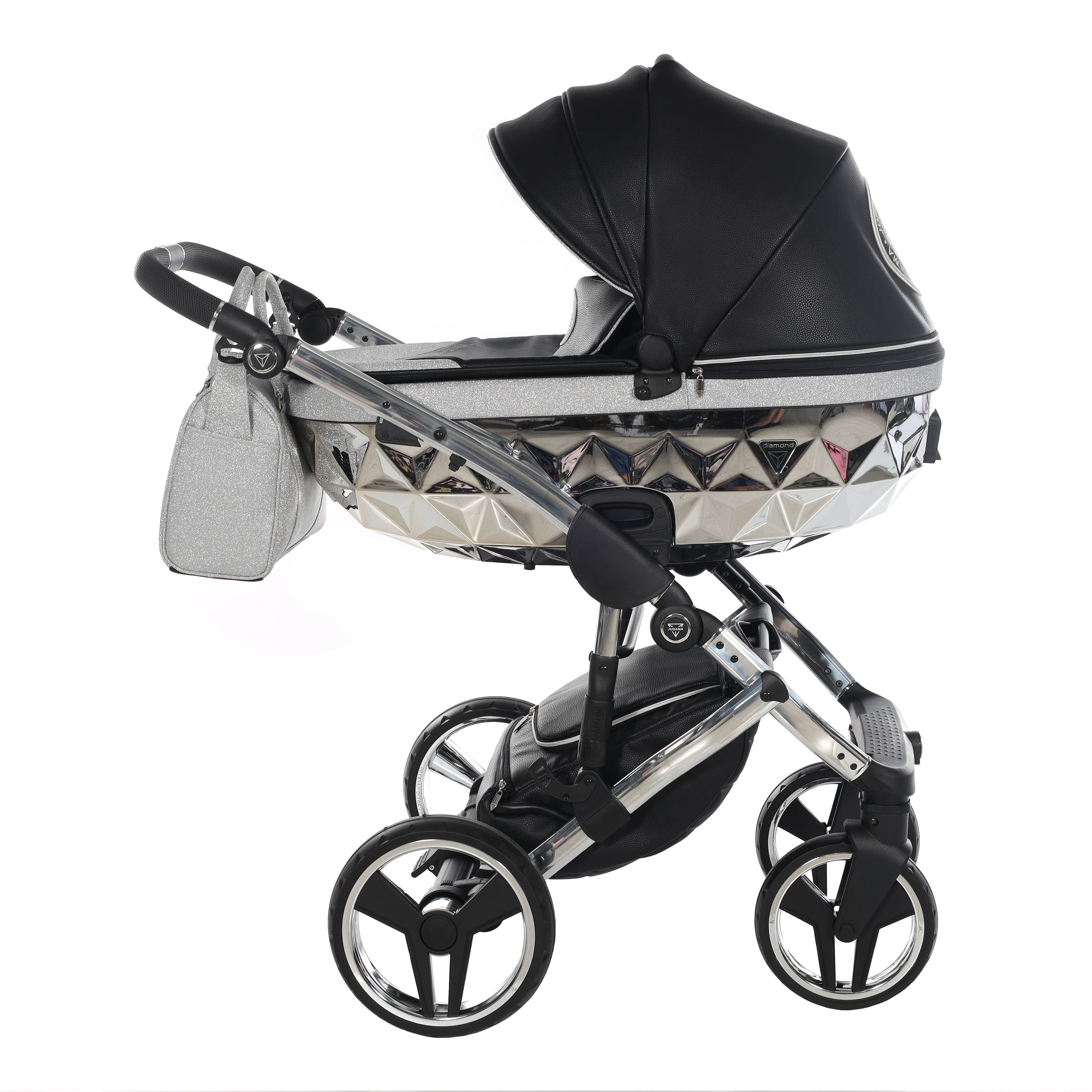 Carro de bebé Junama Hand Craft Glitter Plata y Negro
