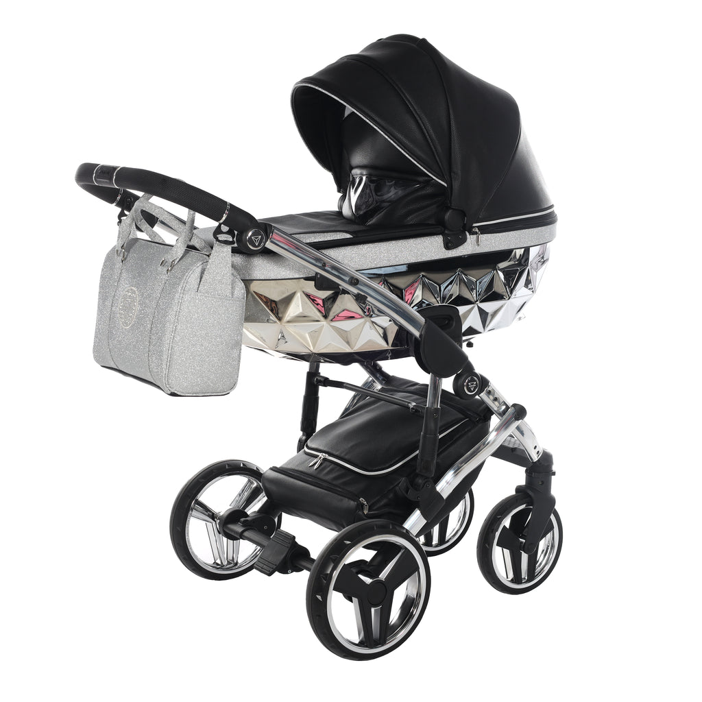 Carro de bebé Junama Hand Craft Glitter Plata y Negro