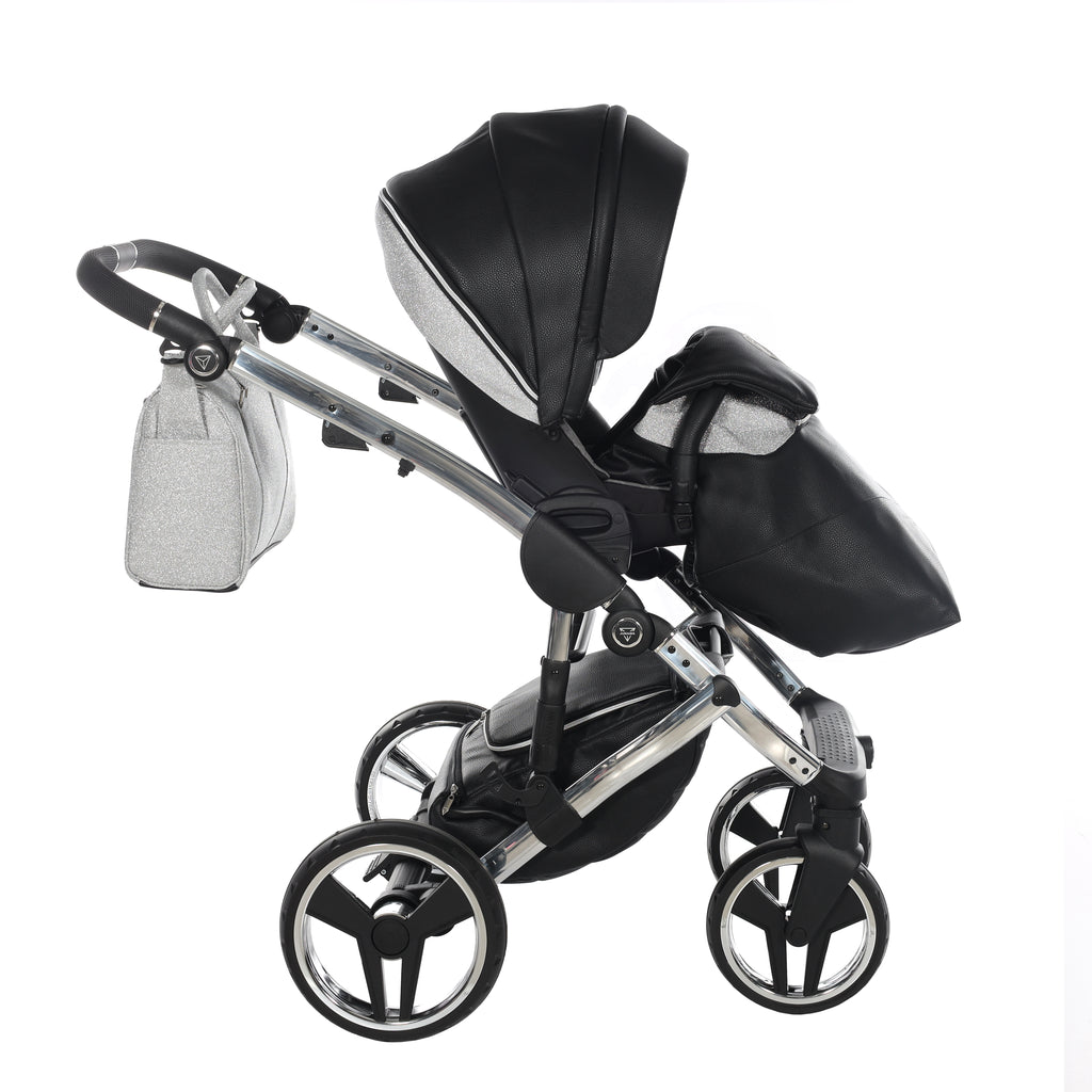 Carro de bebé Junama Hand Craft Glitter Plata y Negro
