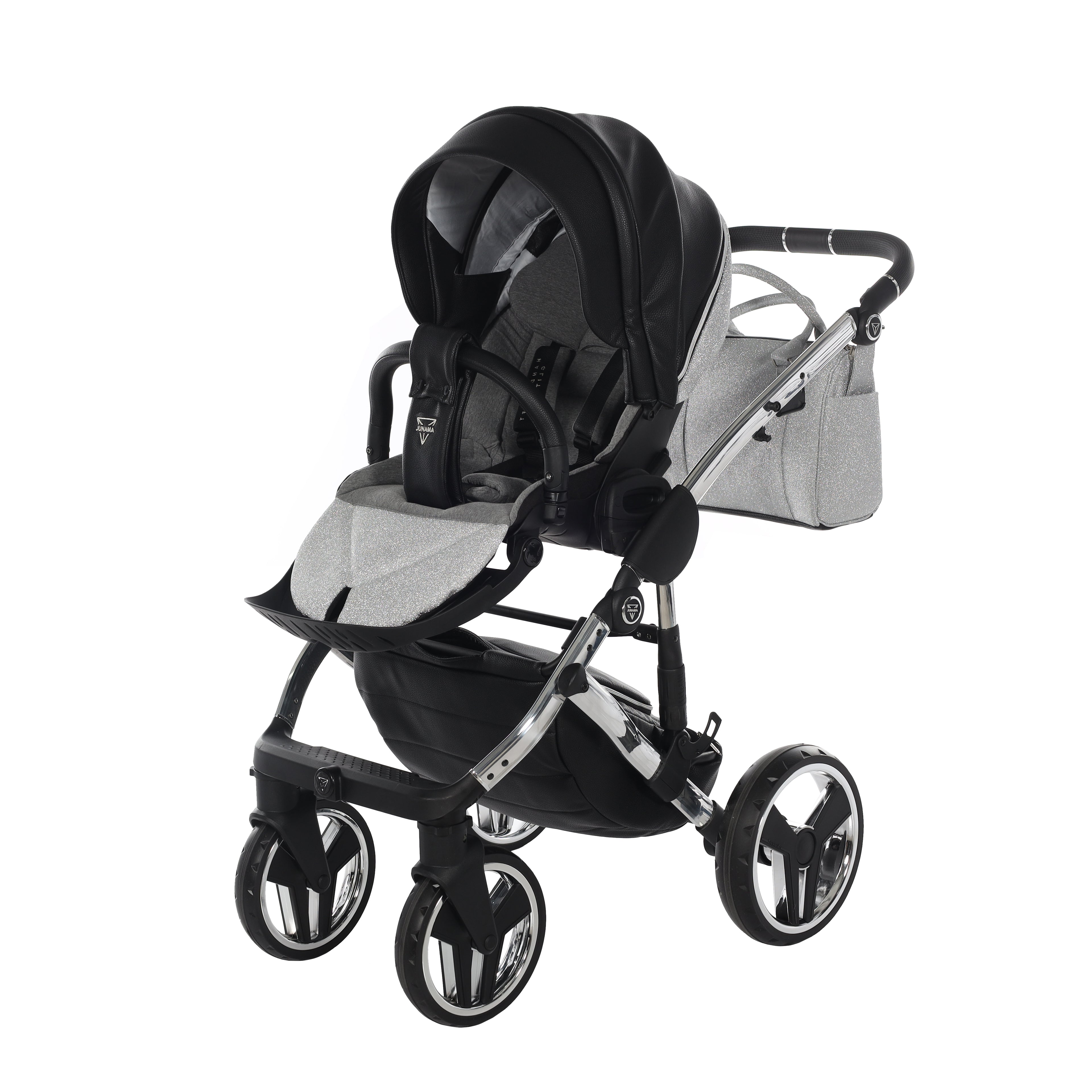 Carro de bebé Junama Hand Craft Glitter Plata y Negro