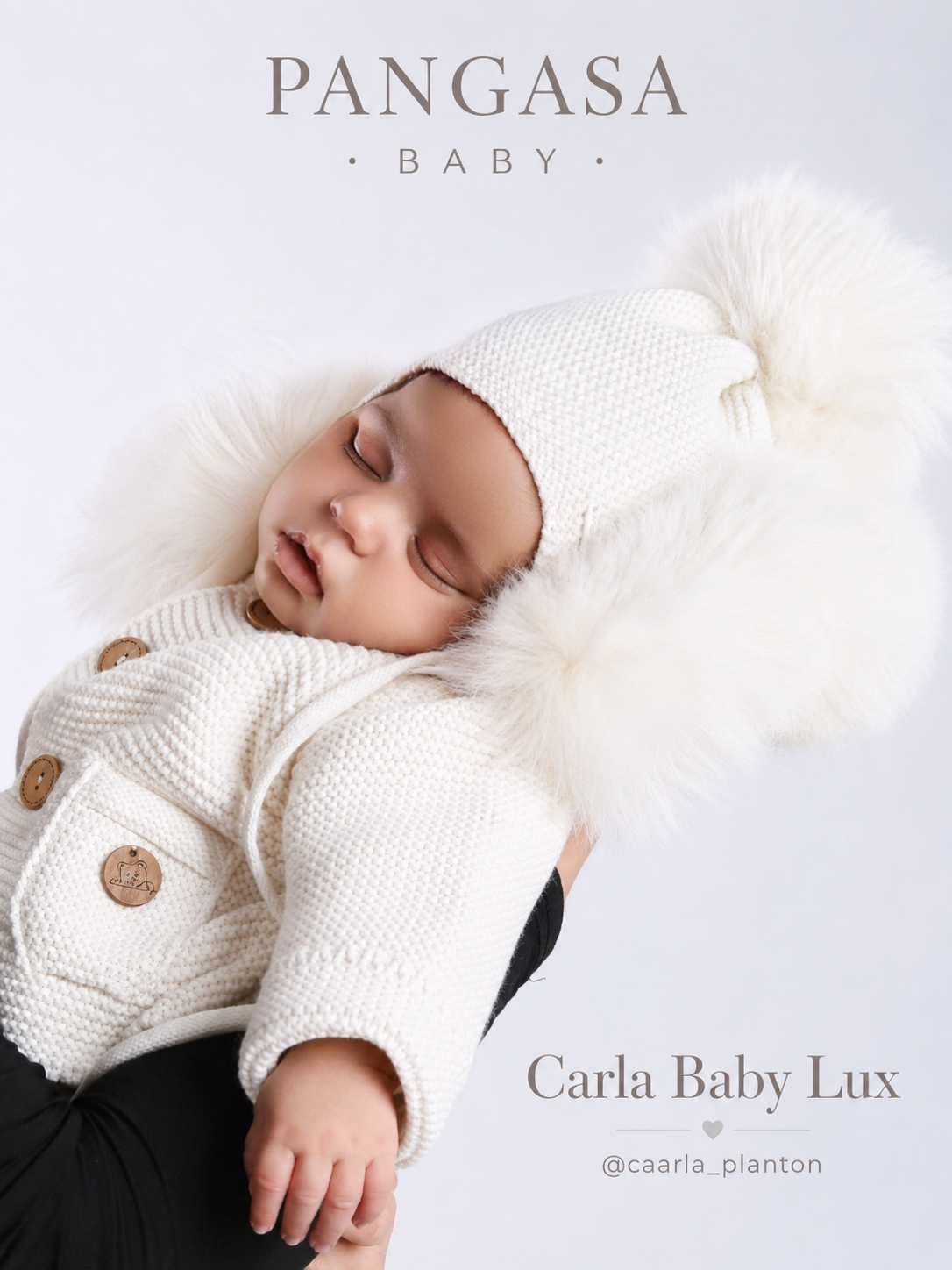 PANGASA BABY -TRENKA LUXURY MARFIL-Abrigo de Punto con Capucha y Pelo