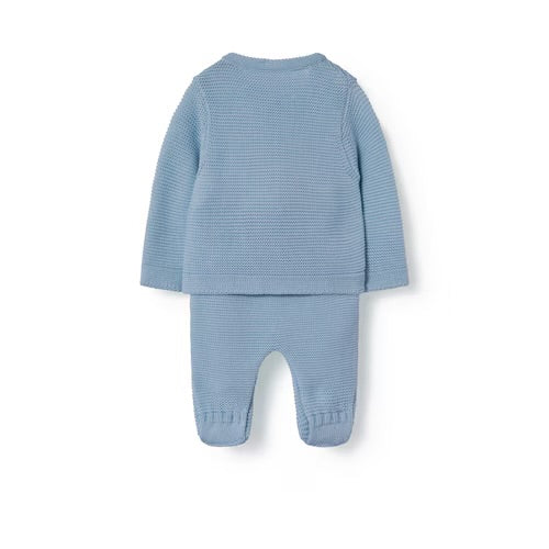 CONJUNTO DE BEBÉ DE RECIÉN NACIDO TRICOT AZUL