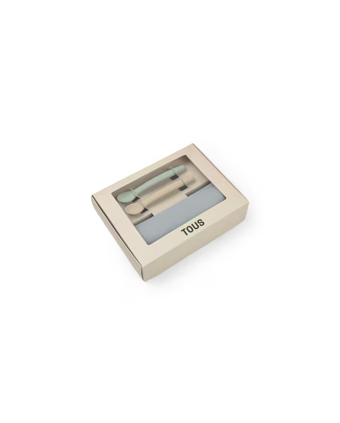 Set de babero y 2 cucharas Food Kit azul