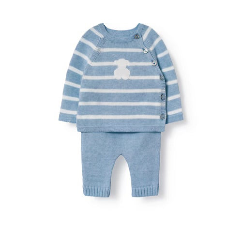 CONJUNTO DE BEBÉ DE RECIÉN NACIDO TRICOT AZUL