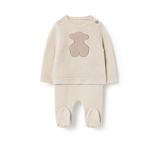 CONJUNTO DE BEBÉ DE RECIÉN NACIDO TRICOT BEIG