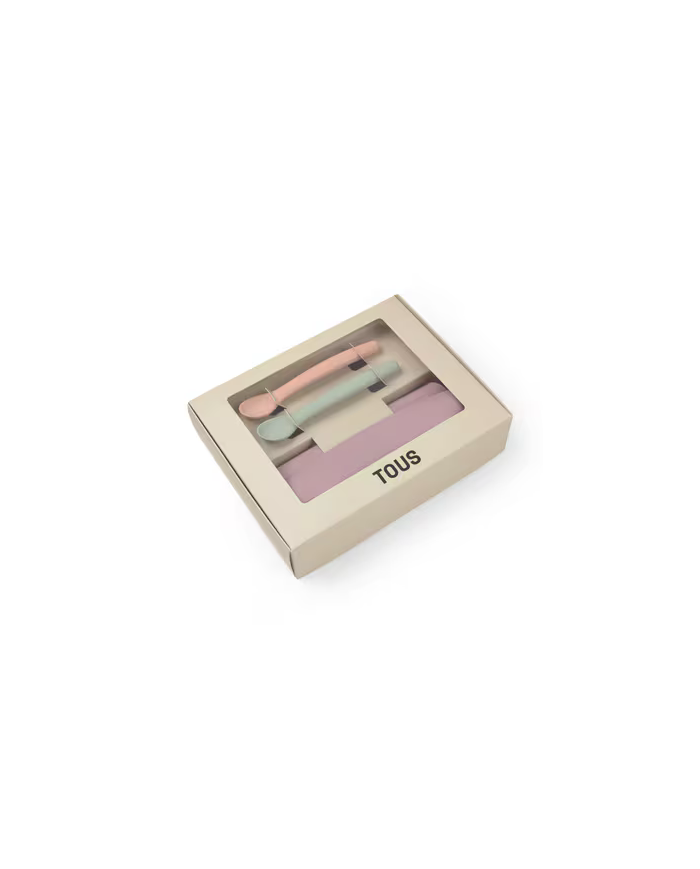 Set de babero y 2 cucharas Food Kit rosa