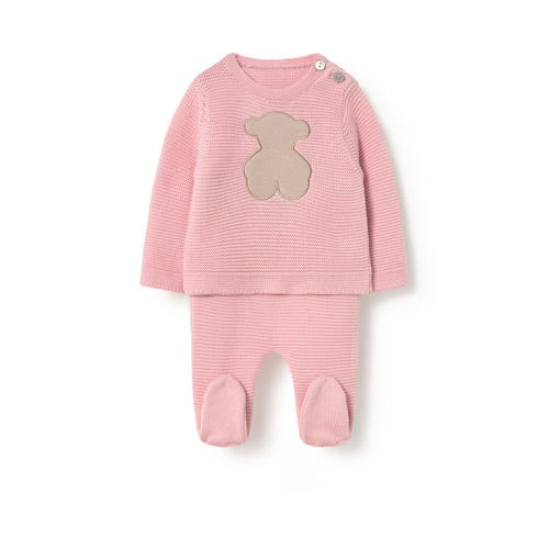 CONJUNTO DE BEBÉ DE RECIÉN NACIDO TRICOT ROSA