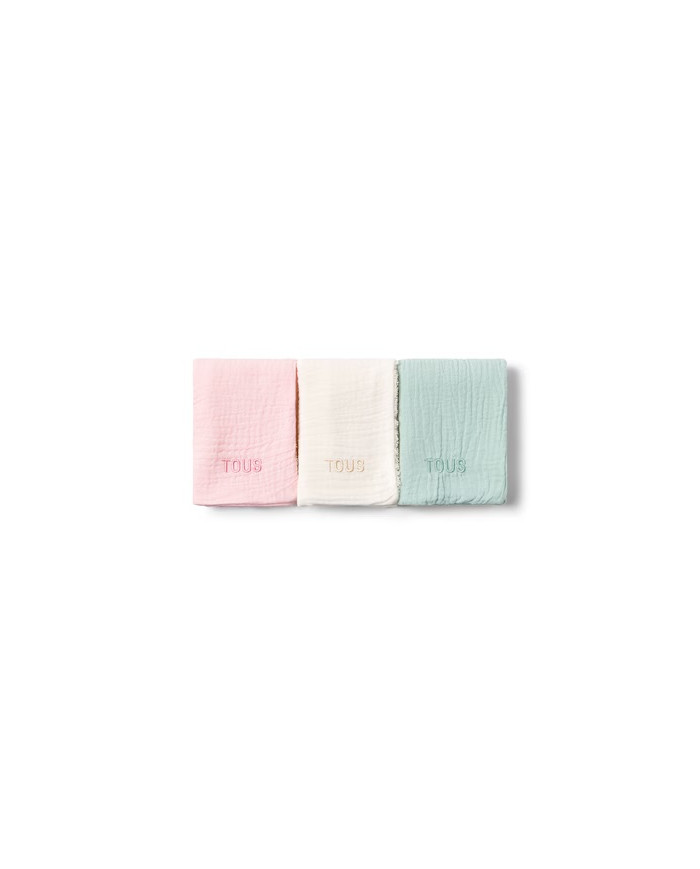 MUSELINAS DE BEBÉ PACK DE 3 ROSA TOUS