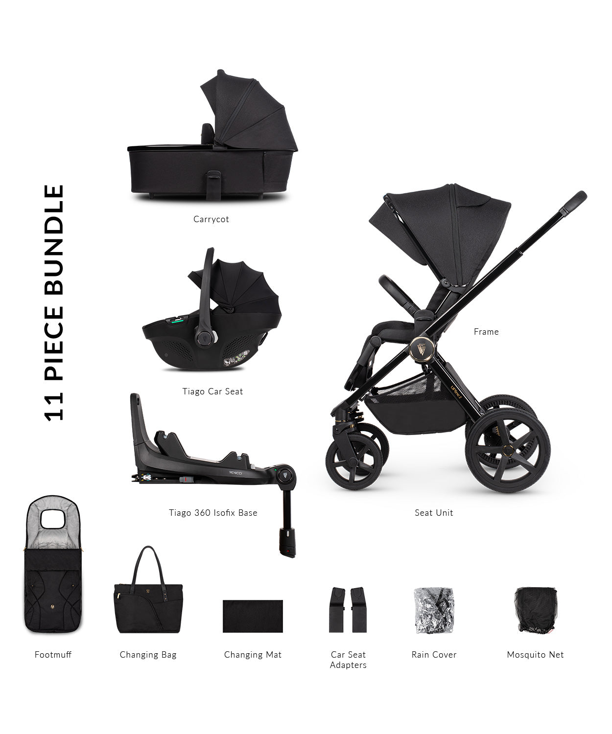 Carro de Bebé Venicci Upline 2 All Black
